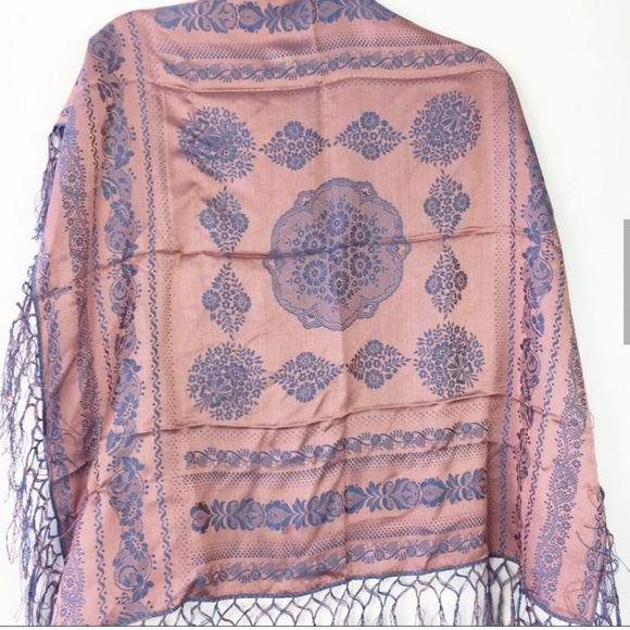 Pink and Purple Boho Faux Silk Scarf - Picture 4 of 4